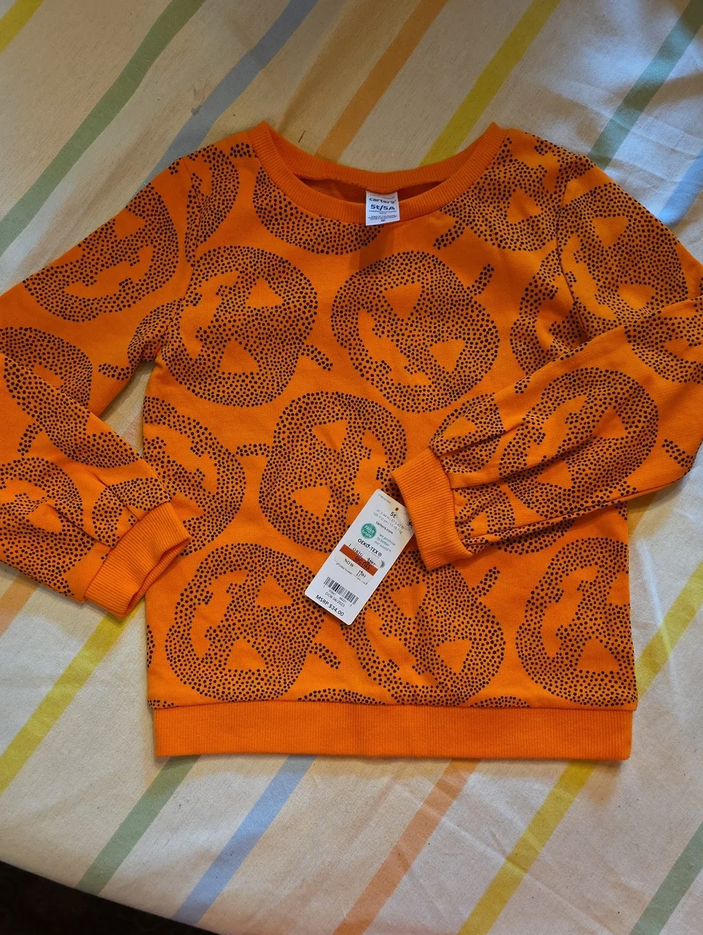 Carter's Orange Sweatshirt with Black Dot Pumpkin Motif